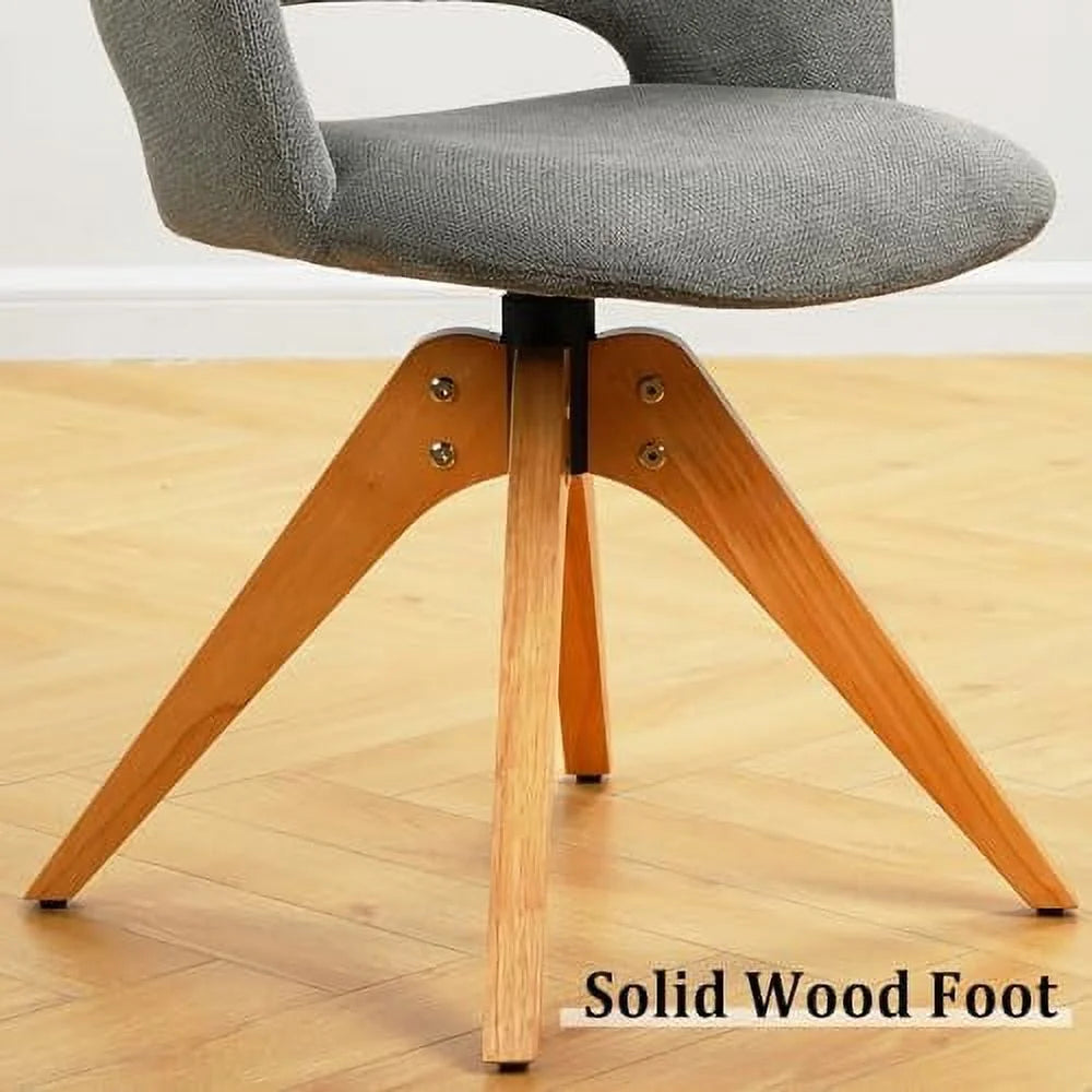 Blue Upholstered Swivel Accent Chair with Solid Wood Legs V69844