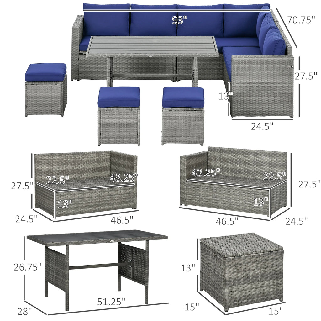 Wicker Sectional Sofa with Loveseats & Chairs T27397
