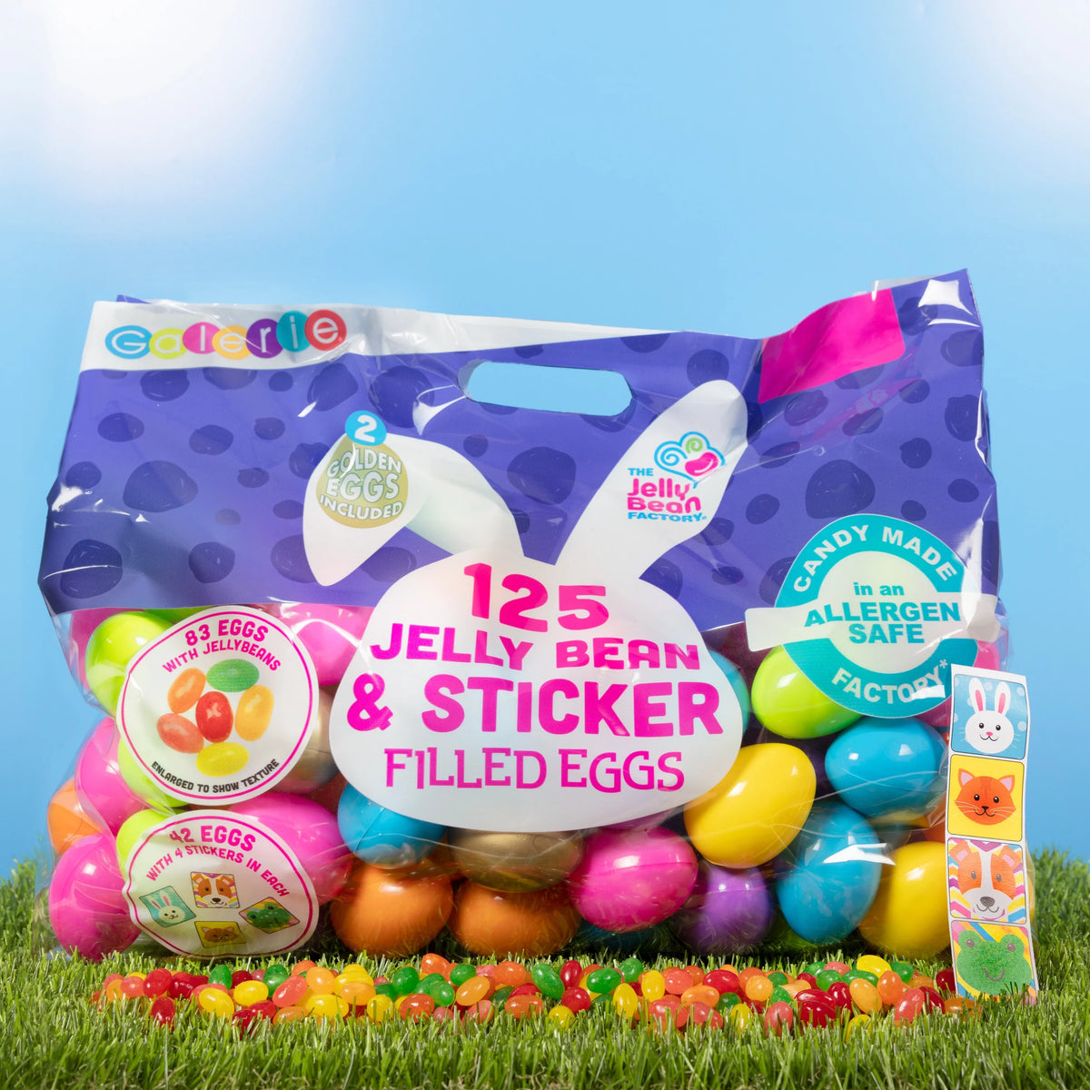 125 Count Egg Hunt Bag with Jellybeans and Stickers 14.64 oz F660426