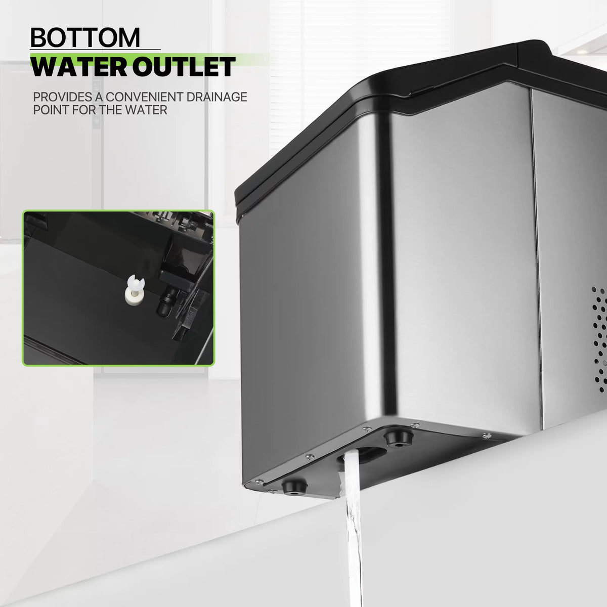 Black Countertop Ice Maker with Basket and Scoop, 26lbs in 24Hrs M11460