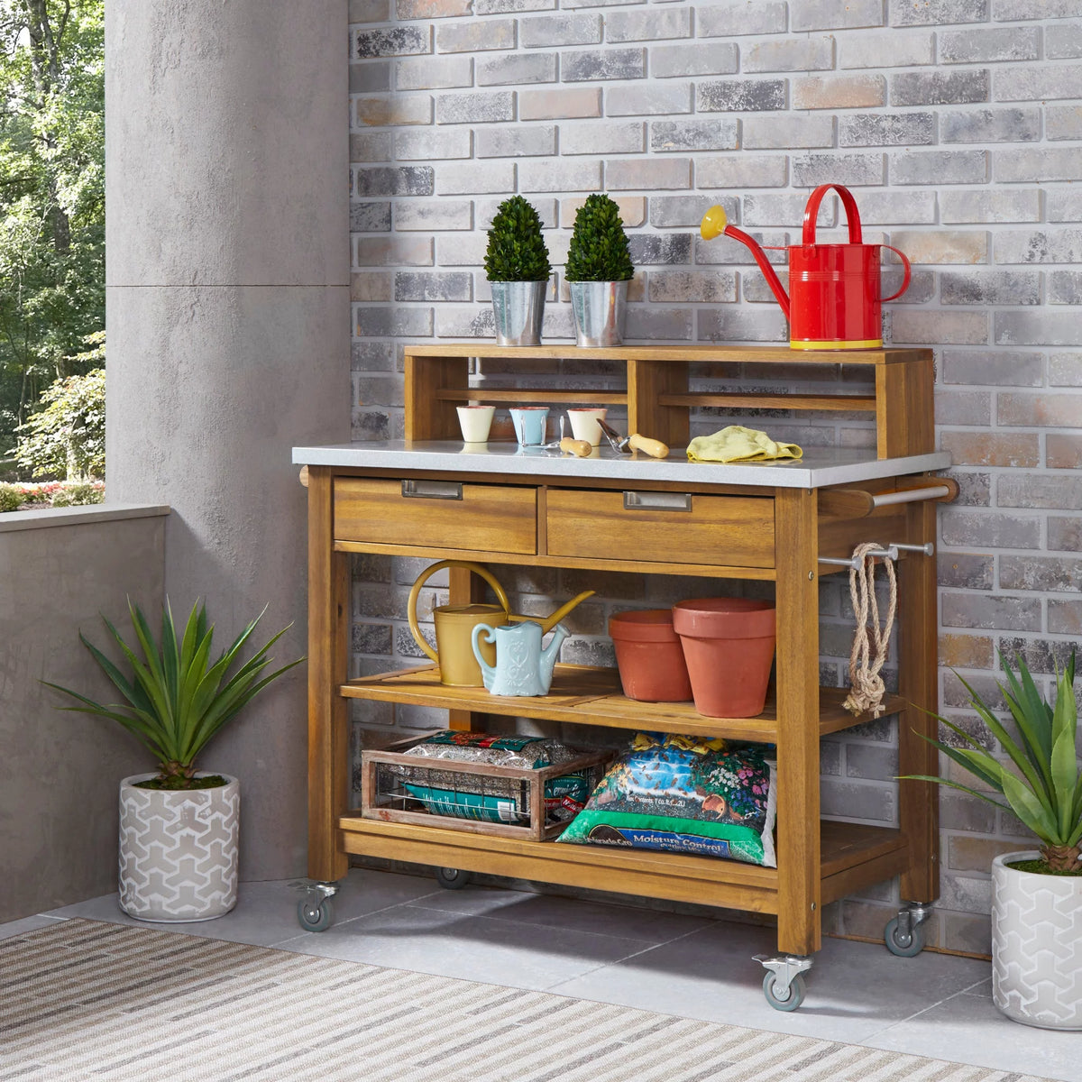 Brown Wood Potting Bench T273