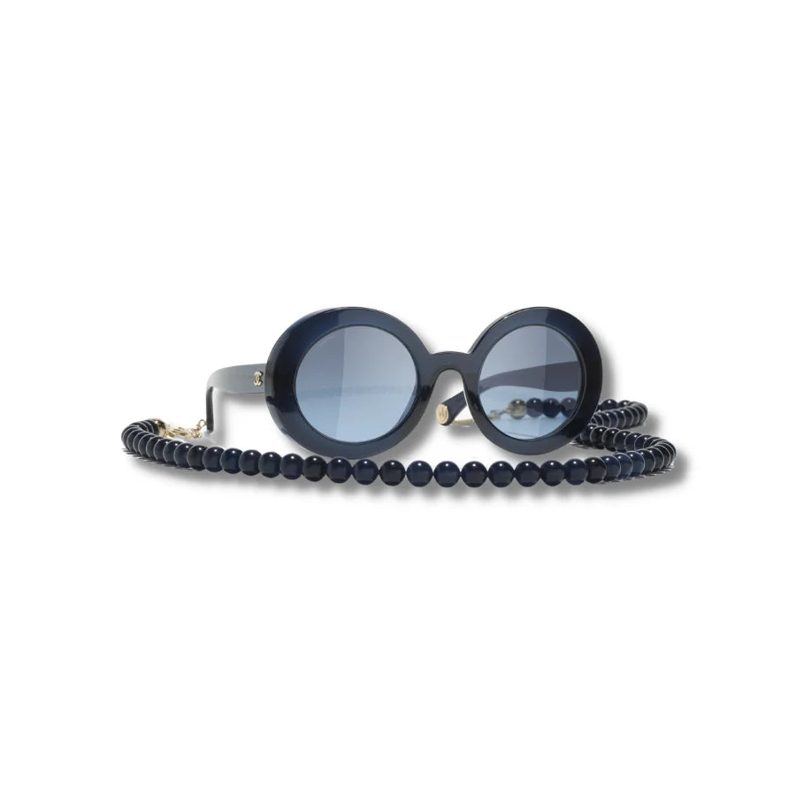 Round Sunglasses Dark Blue And Gold C760558
