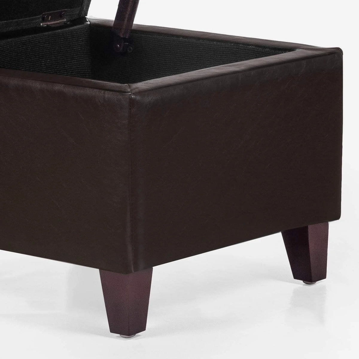 Faux-Leather Storage Ottoman with Wood Legs Q102