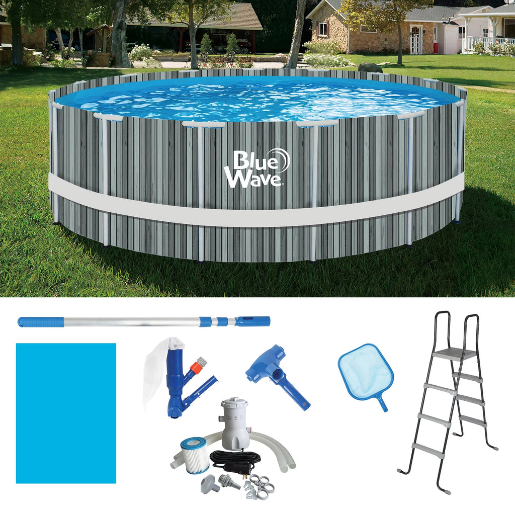 15-ft Round 48-in Deep Above Ground Swimming Pool with Cover W6043