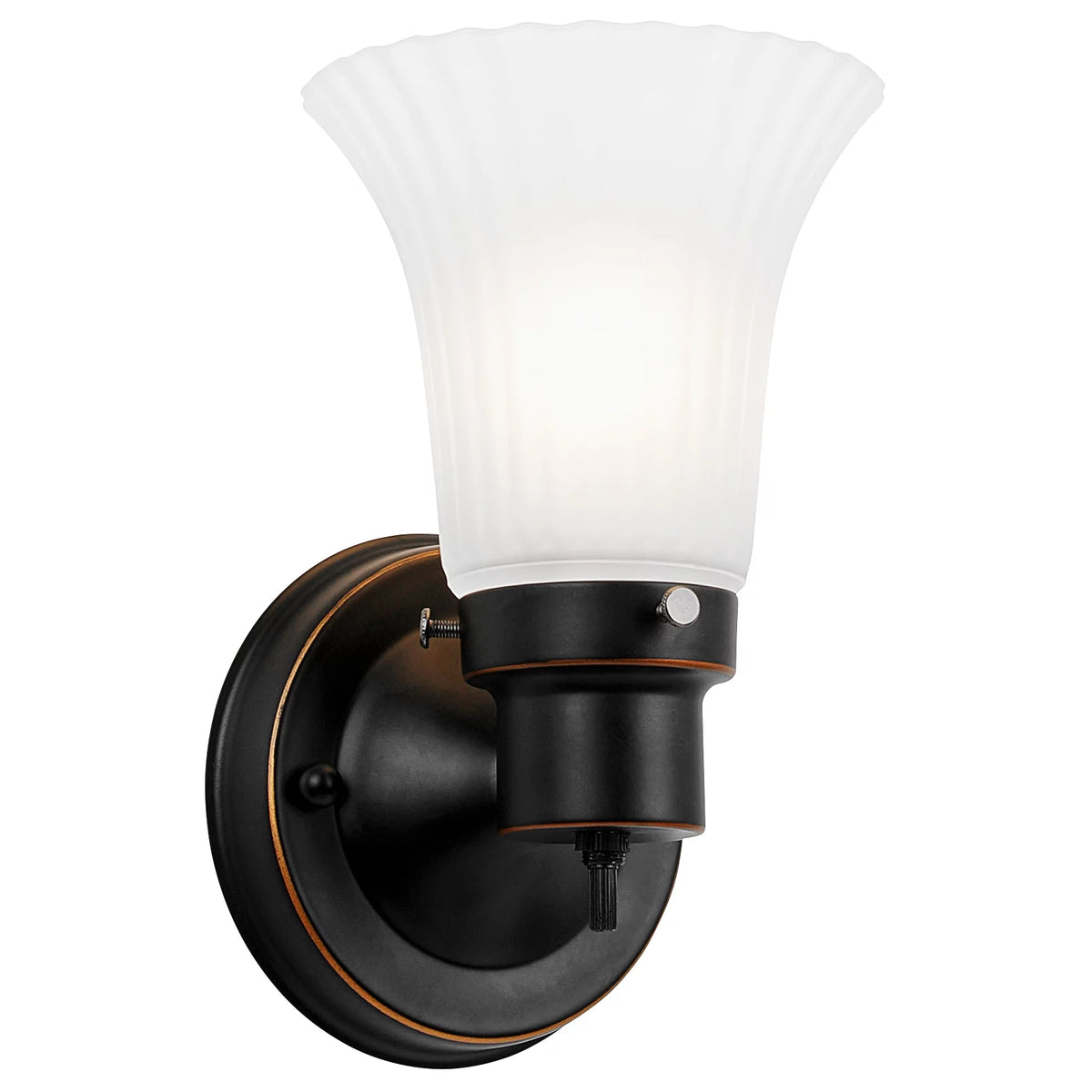 1-Light Dimmable Wall Sconce with Frosted Flute Glass D841