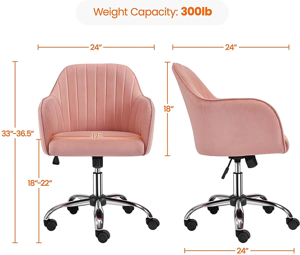 Velvet Height Adjustable Swivel Office Chair with Arms M319
