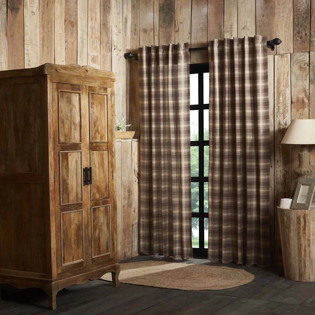 Brown Scalloped Curtain Panel Pair R626137