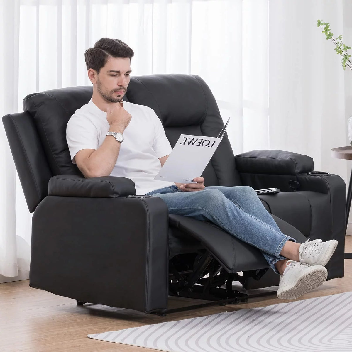 Black 3PC Bonded Leather Recliner Set S715664