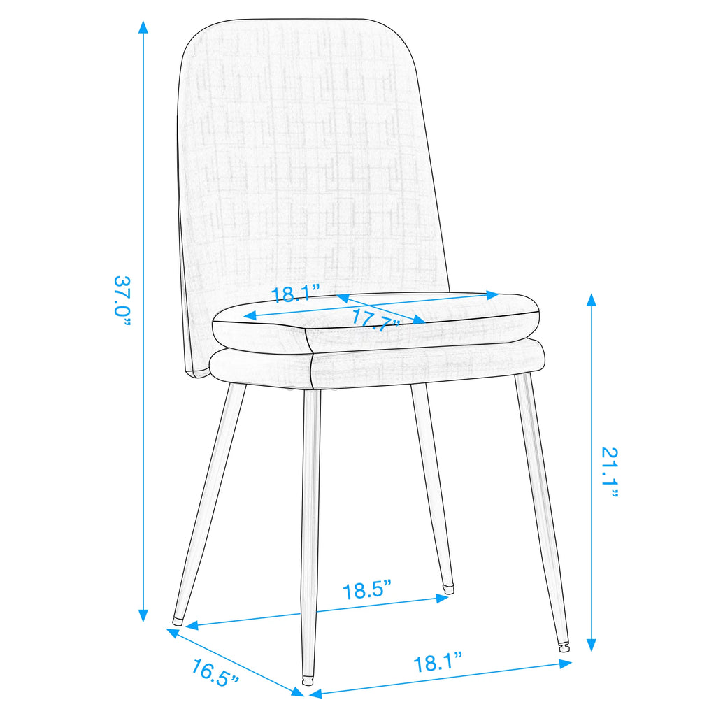 Set of 2 Beige Upholstered Dining Chairs with Metal Legs N47791