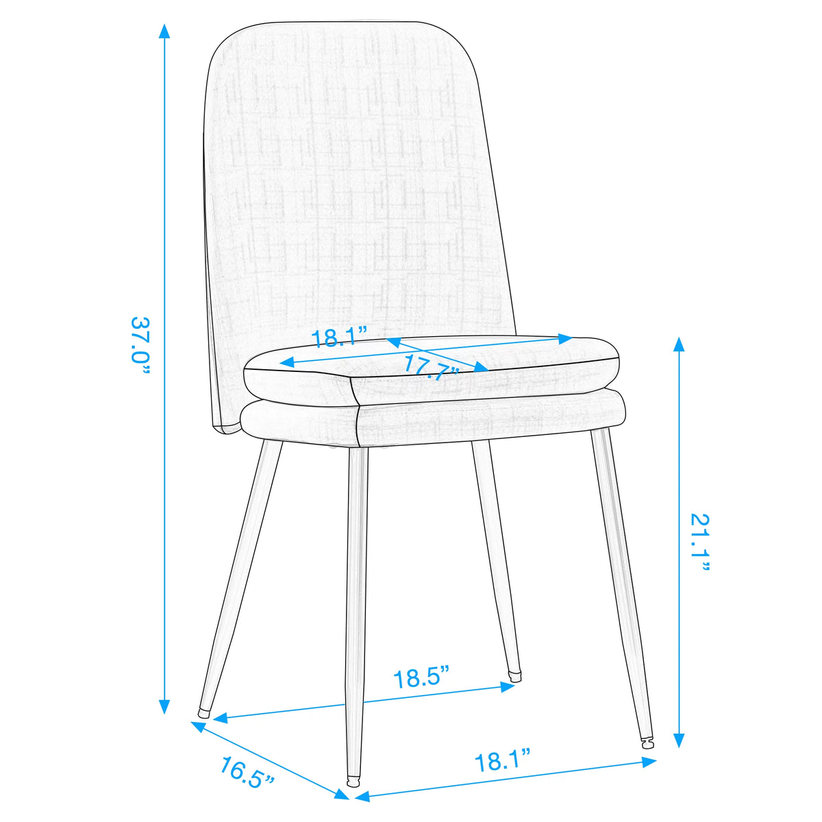 Set of 2 Beige Upholstered Dining Chairs with Metal Legs N47791