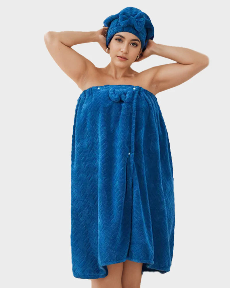 Adjustable Plus Size Bath Skirt & Quick-Dry Cap Set I423760