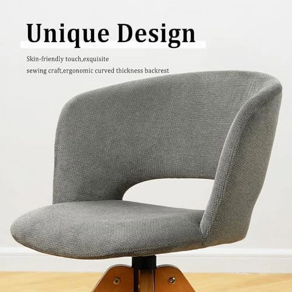 Blue Upholstered Swivel Accent Chair with Solid Wood Legs V69844