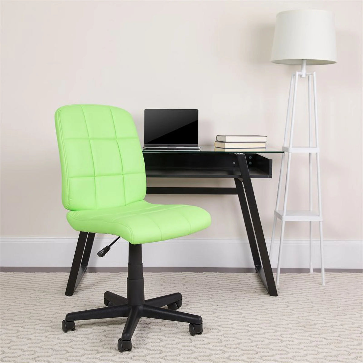 Green Quilted Office Swivel Chair E668578