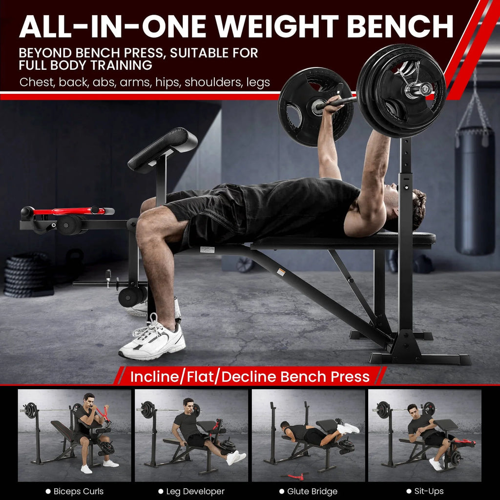 Adjustable Weight Bench Set with Squat Rack H315966