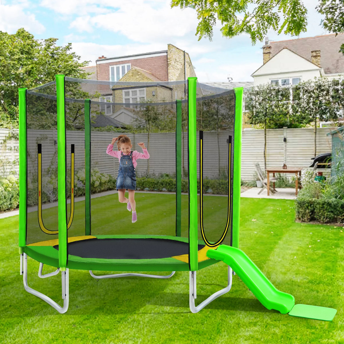 7FT Kids Trampoline with Safety Enclosure Net J330105