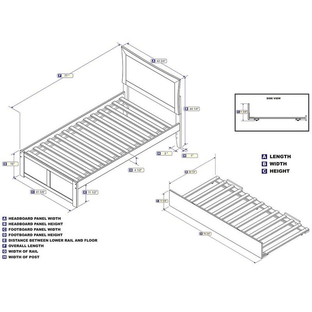 Espresso Solid Wood Twin Trundle Platform Bed T630