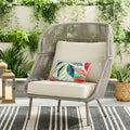 Beige Wicker Outdoor Accent Chair with Cushions W58064