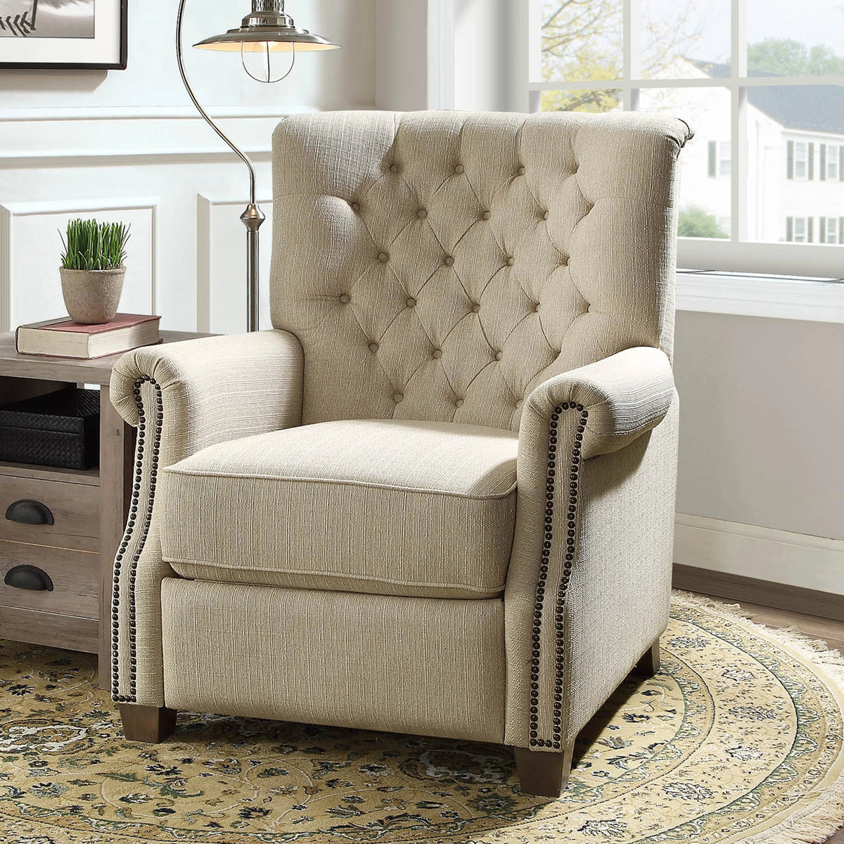 Gray Fabric Upholstery Push Back Recliner Y108