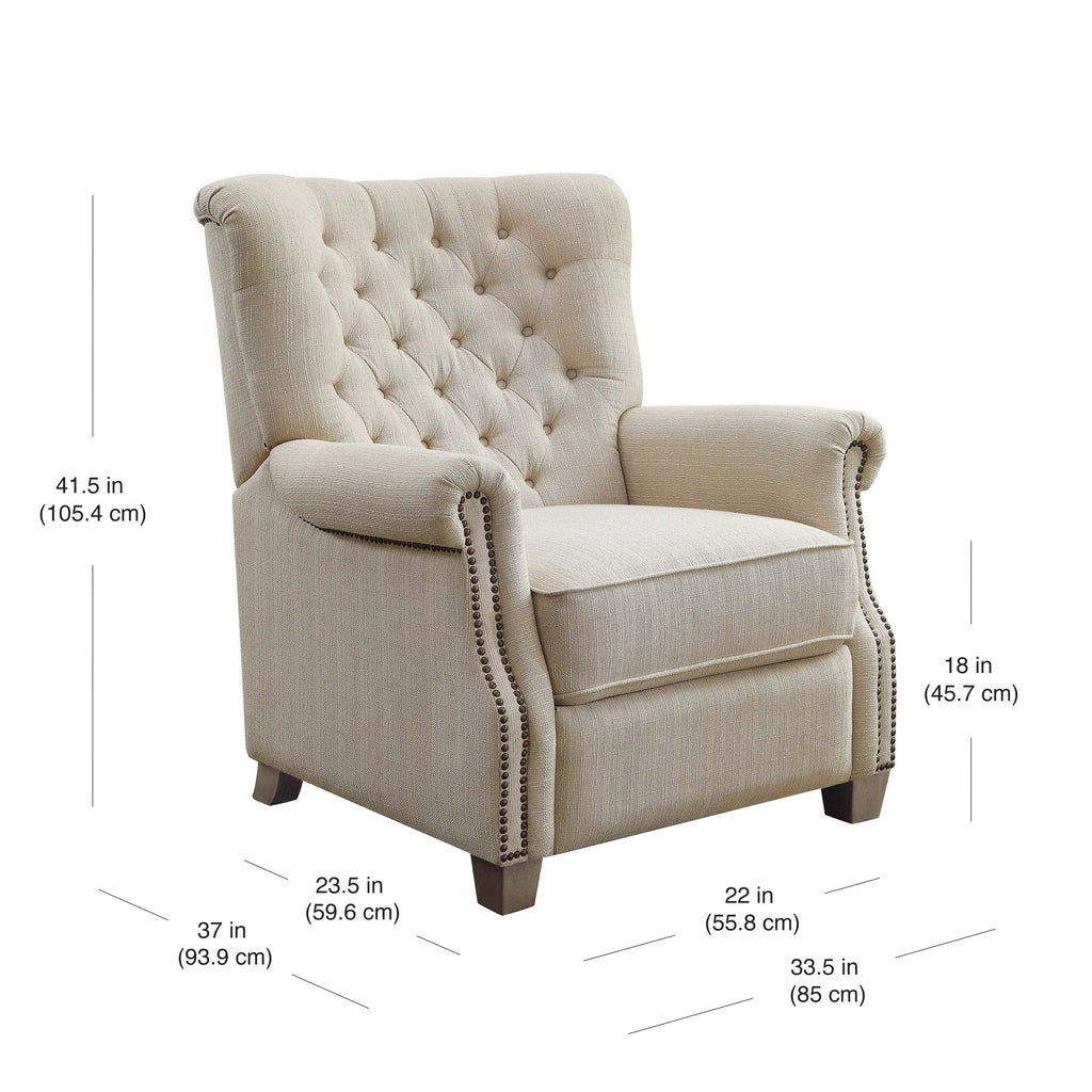 Gray Fabric Upholstery Push Back Recliner Y108