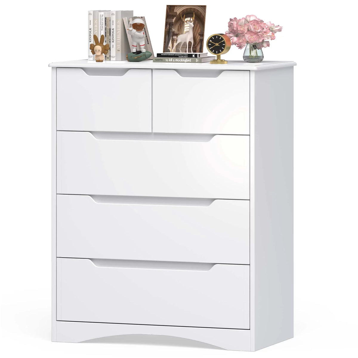 White 5 Drawer Wood Dresser L95894