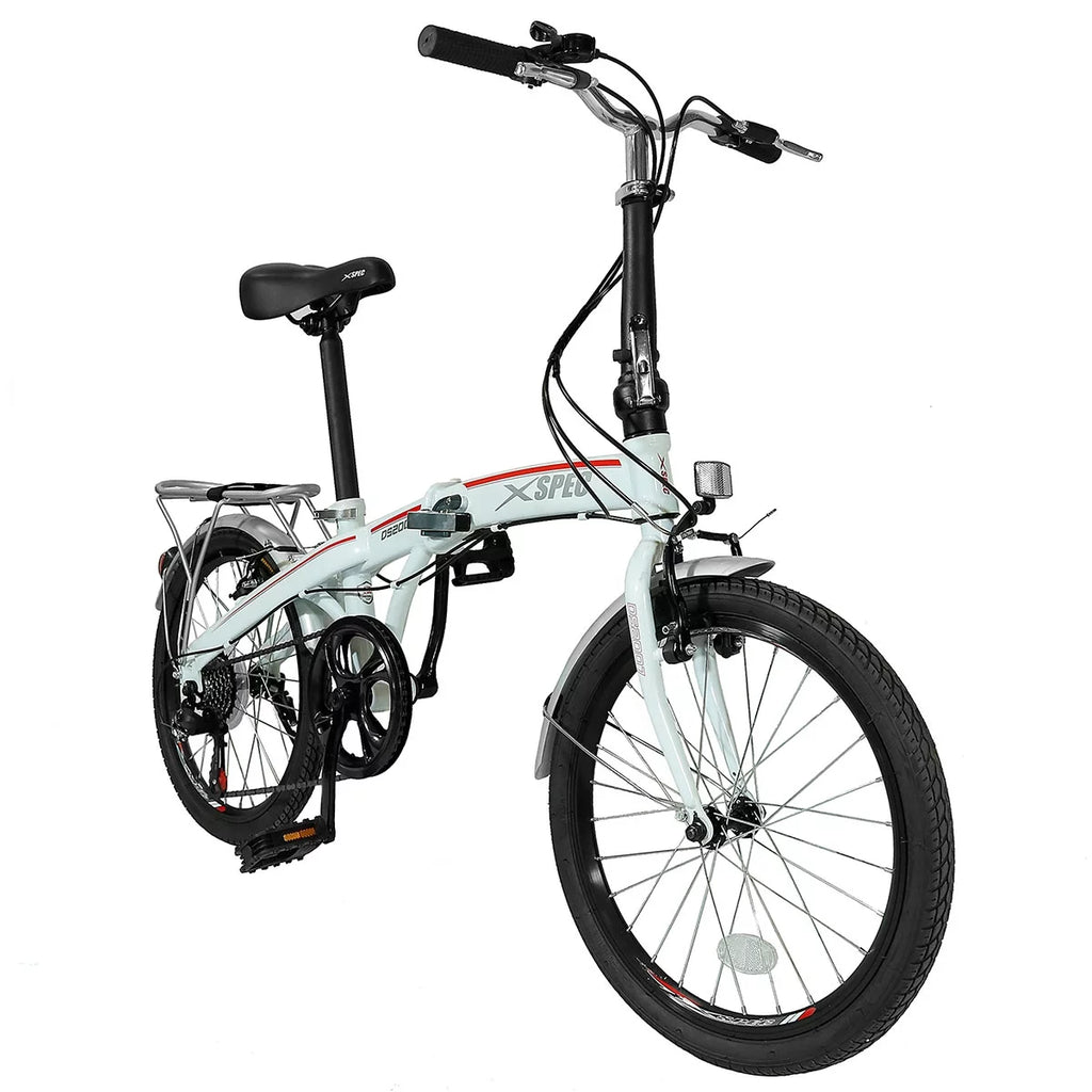 White 7 Speed Folding Compact Bike V8122