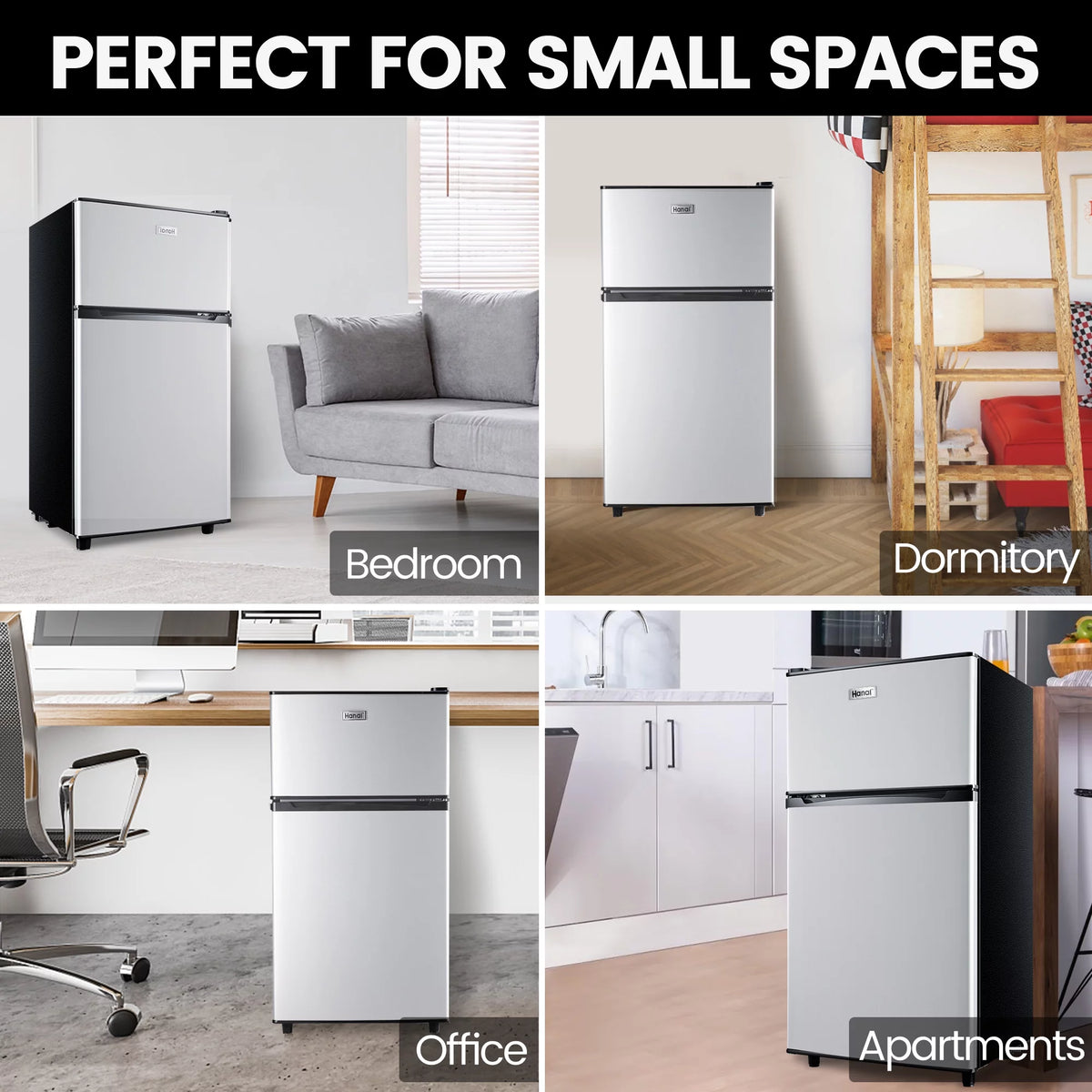 3.5 Cu ft Two Door Mini Fridge with Freezer S54944