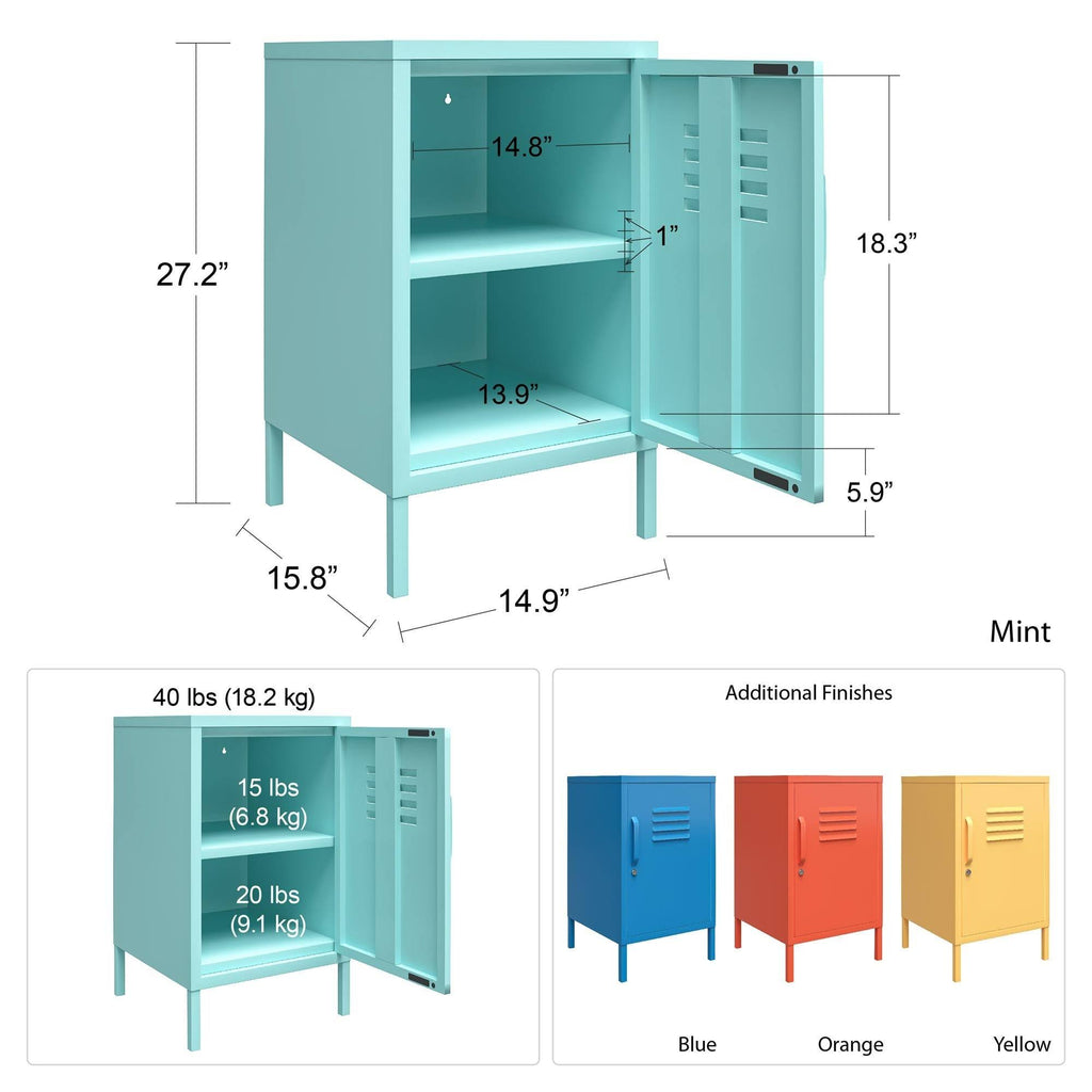 Blue Metal Locker End Table R363388
