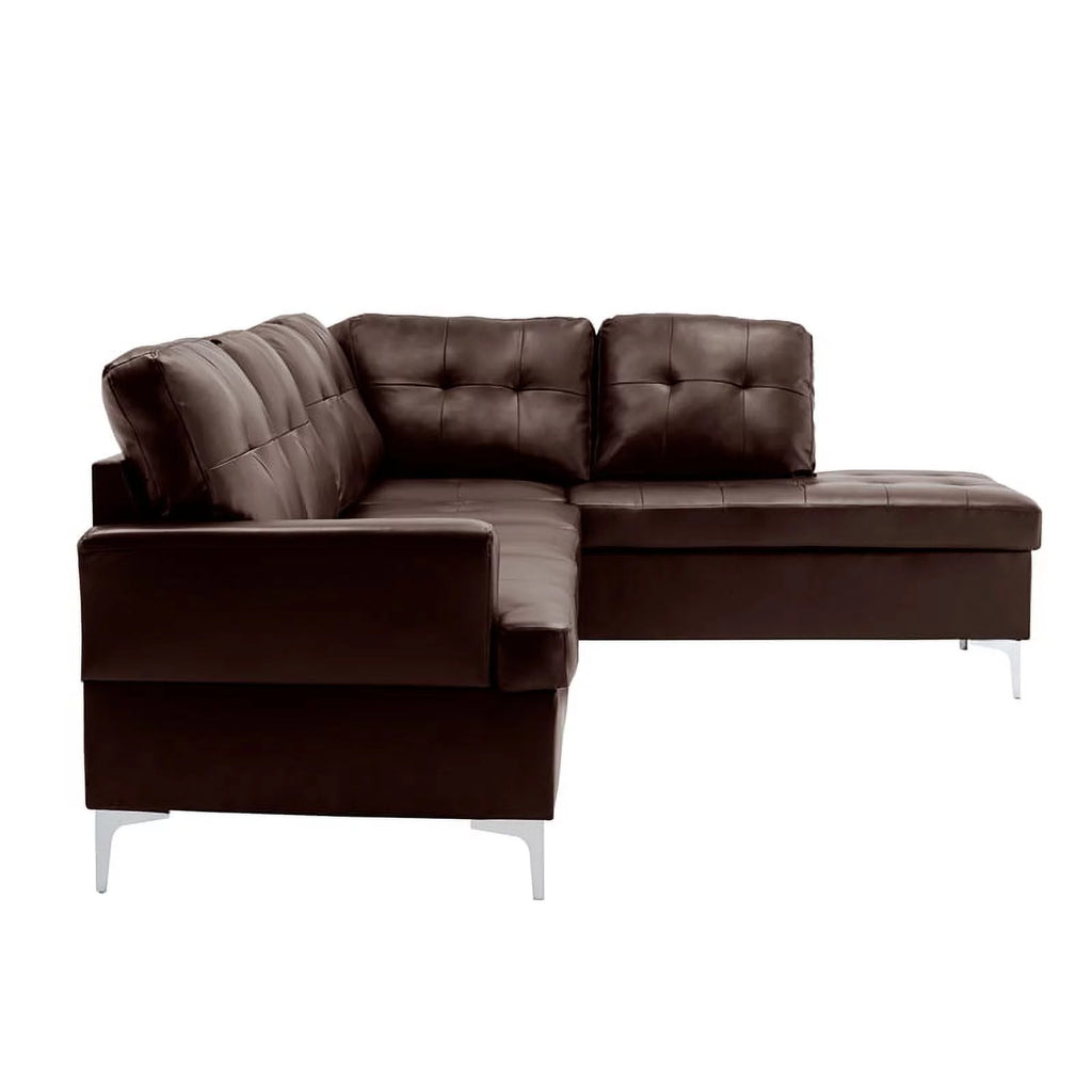 Brown Faux Leather Sectional Sofa U701887