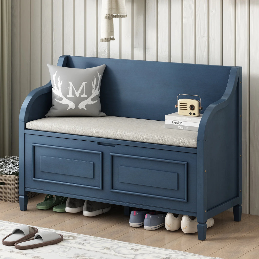 Blue Storage Bench with Hidden Storage K6357