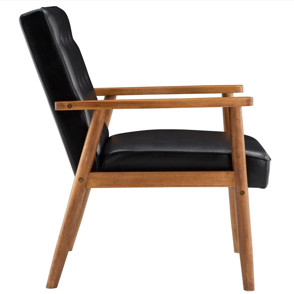 2Pcs Black Fabric Upholstered Accent Chair V51694