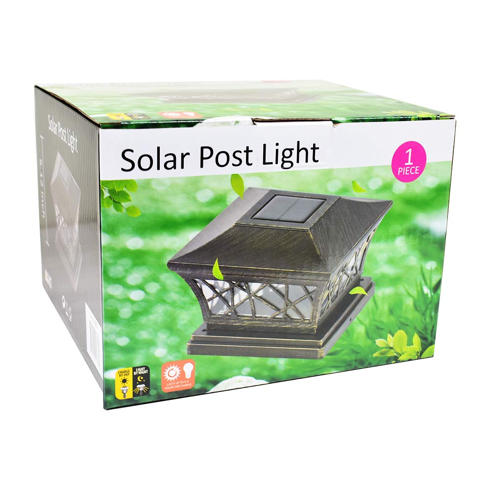 8 Pack Bronze Solar Post Light Frosted Lens SMD LED Square W2409