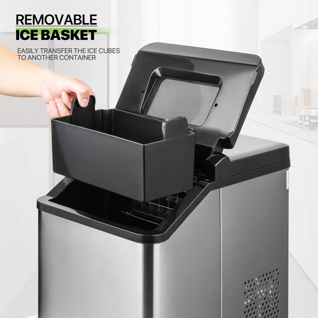 Black Countertop Ice Maker with Basket and Scoop, 26lbs in 24Hrs M11460