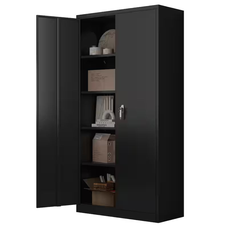 Metal Storage Cabinet Set in Black S1196