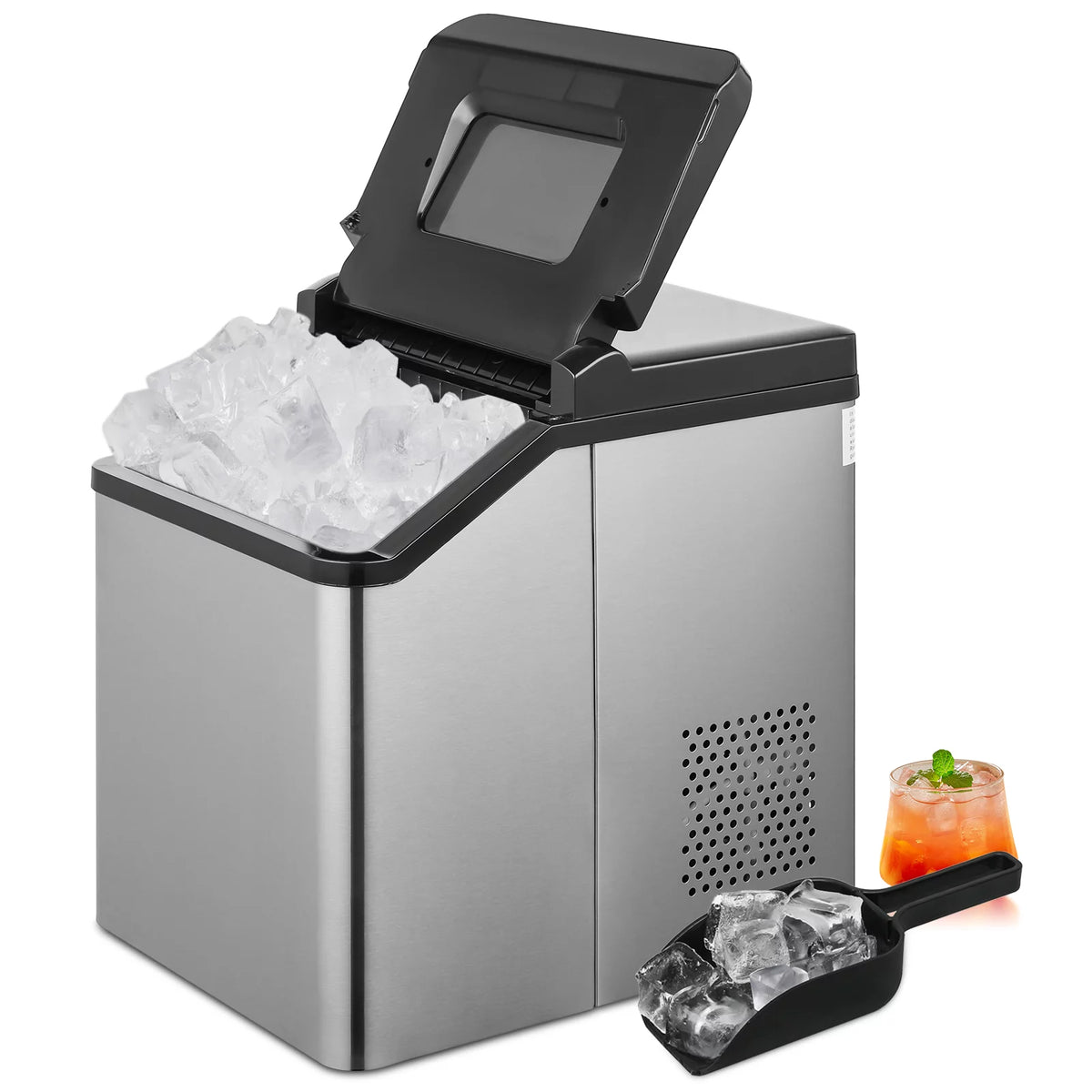 Black Countertop Ice Maker with Basket and Scoop, 26lbs in 24Hrs M11460