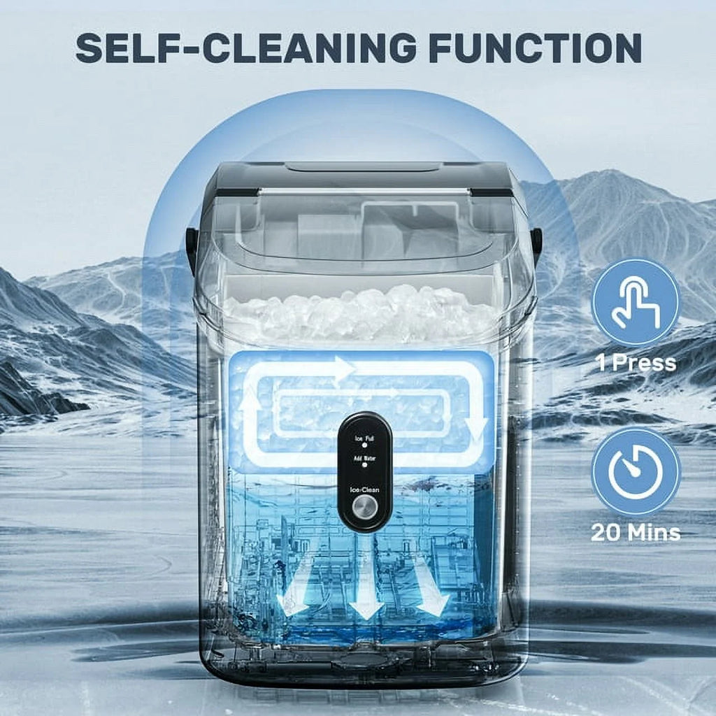 Nugget Ice Maker Countertop with Soft Chewable Pellet Ice, 33lbs/24H, Self-Cleaning, Stainless Steel J795