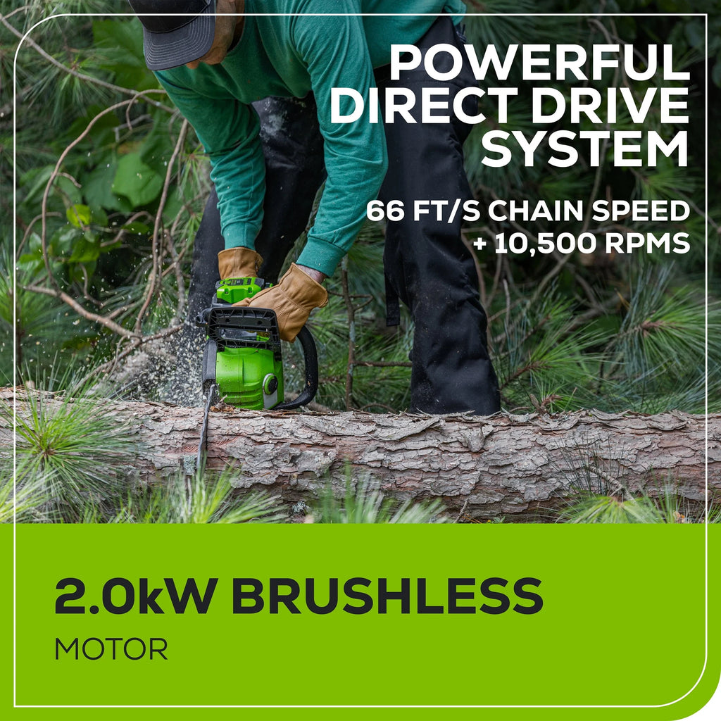 60V Brushless Chainsaw with 4.0 Ah Battery & Charger R179