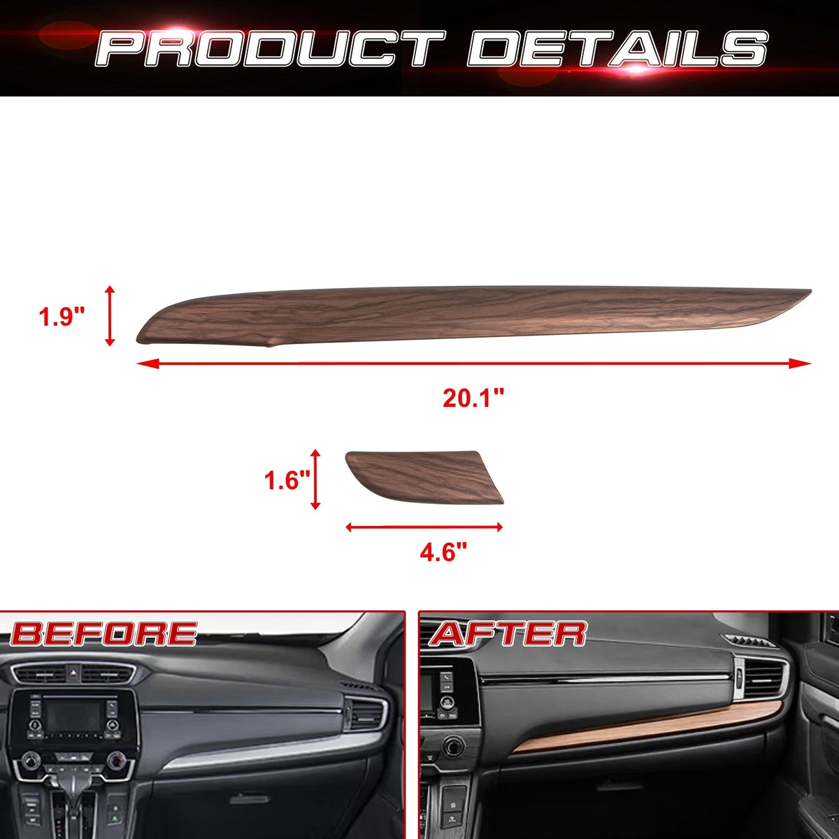 Interior Center Console Dashboard Panel Cover Trim Peach Wood Grain O1013