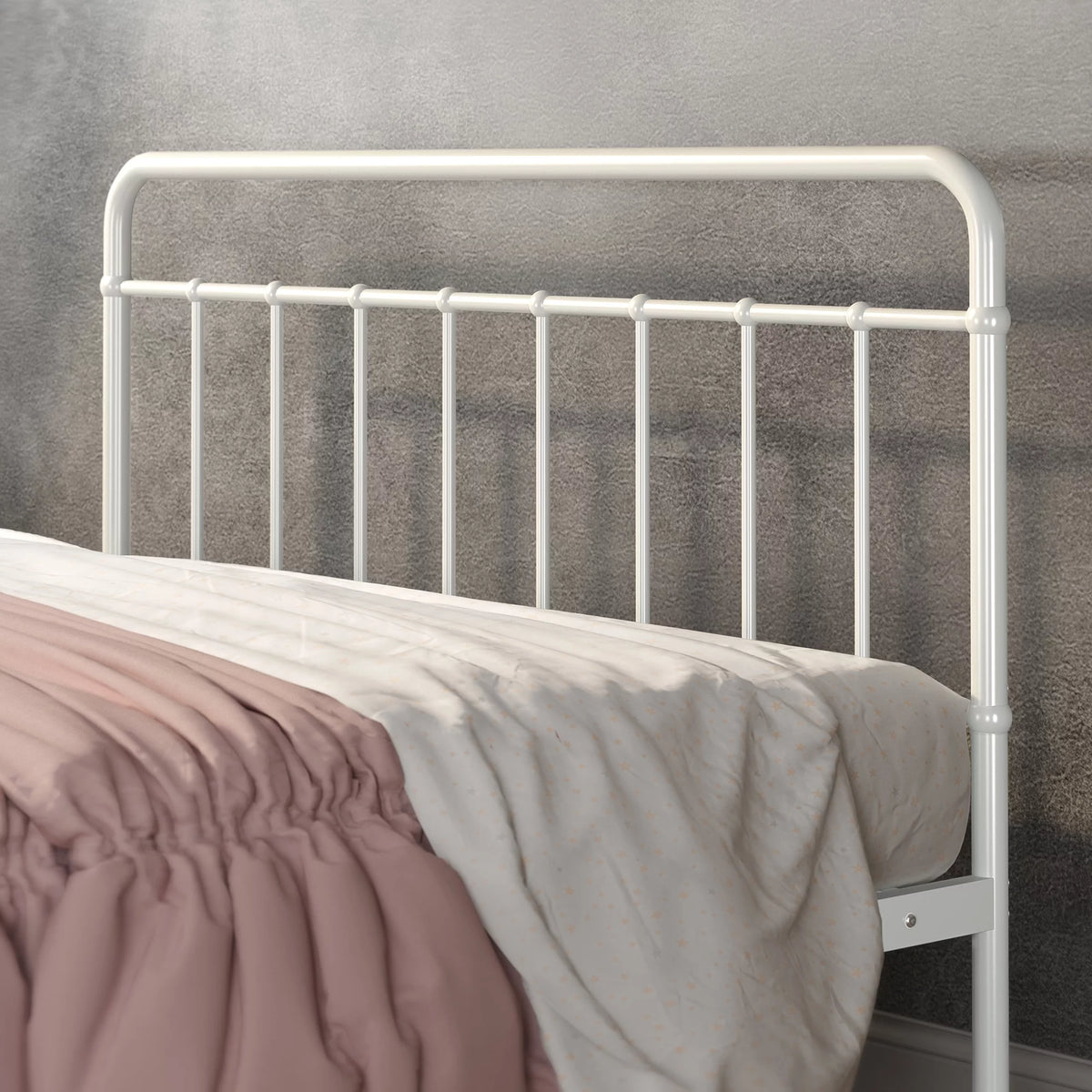 White Full Metal Platform Bed Frame L498