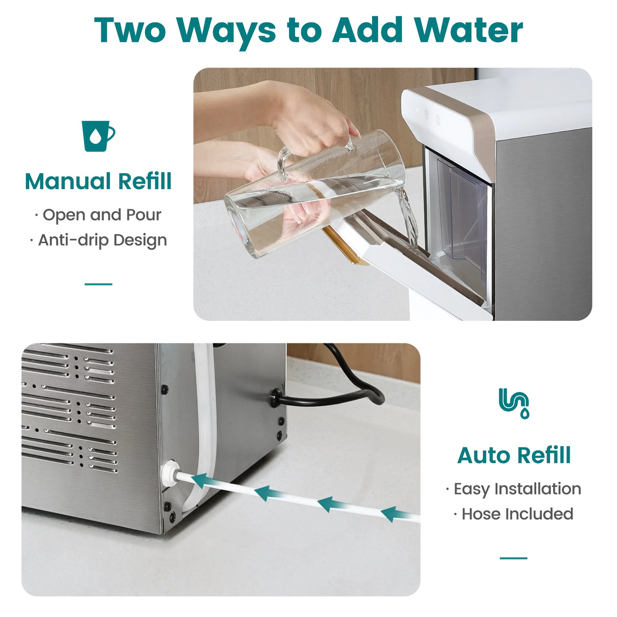 White Stainless Steel Countertop Nugget Ice Maker K4936