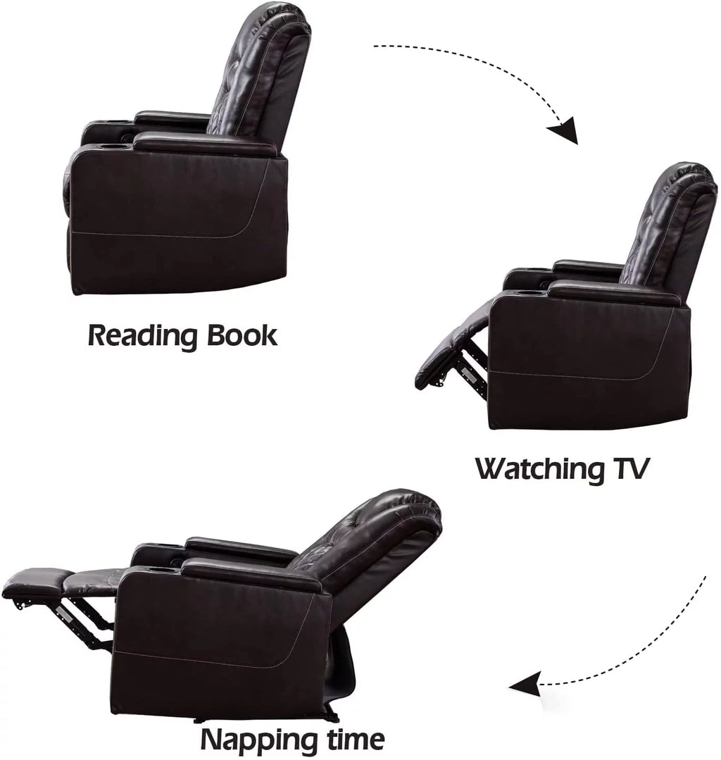 Brown Leather Power Recliner Chair J135