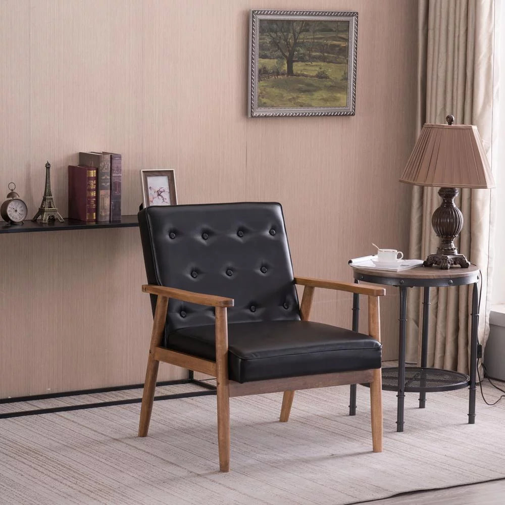 2Pcs Black Fabric Upholstered Accent Chair V51694