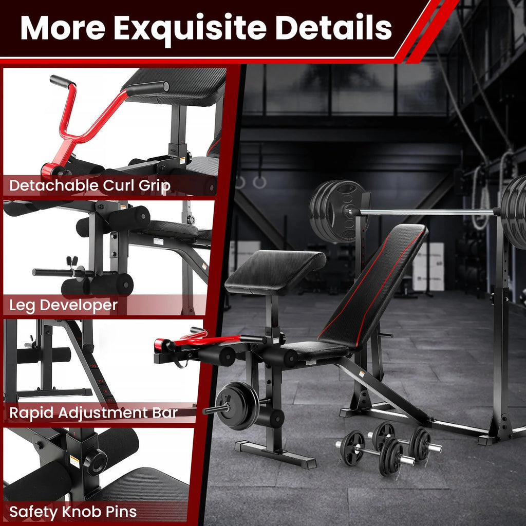 Adjustable Weight Bench Set with Squat Rack H315966