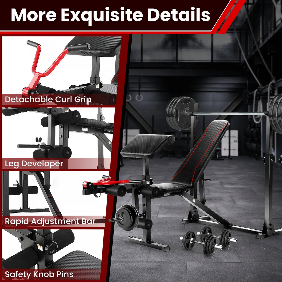Adjustable Weight Bench Set with Squat Rack H315966