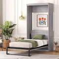 Full Size Murphy Bed with Storage Shelves and Drawers, Gray S70981