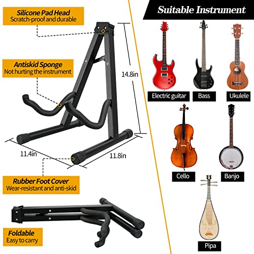 Guitar Accessories Kit with Gig Bag, Folding Stand, Adjustable Strap Q706