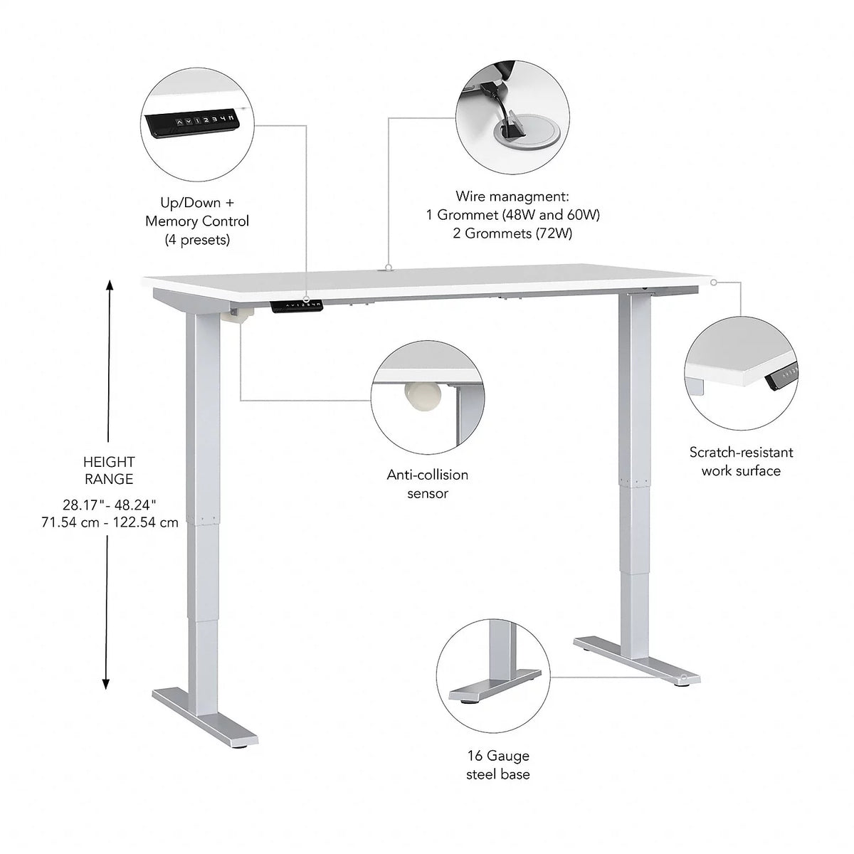 White Height Adjustable Desk C87831