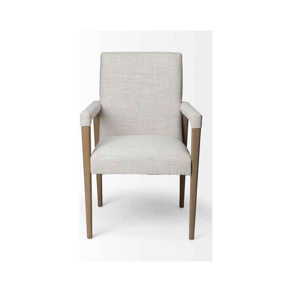 Cream Fabric Brown Wood Frame Dining Chair B490135