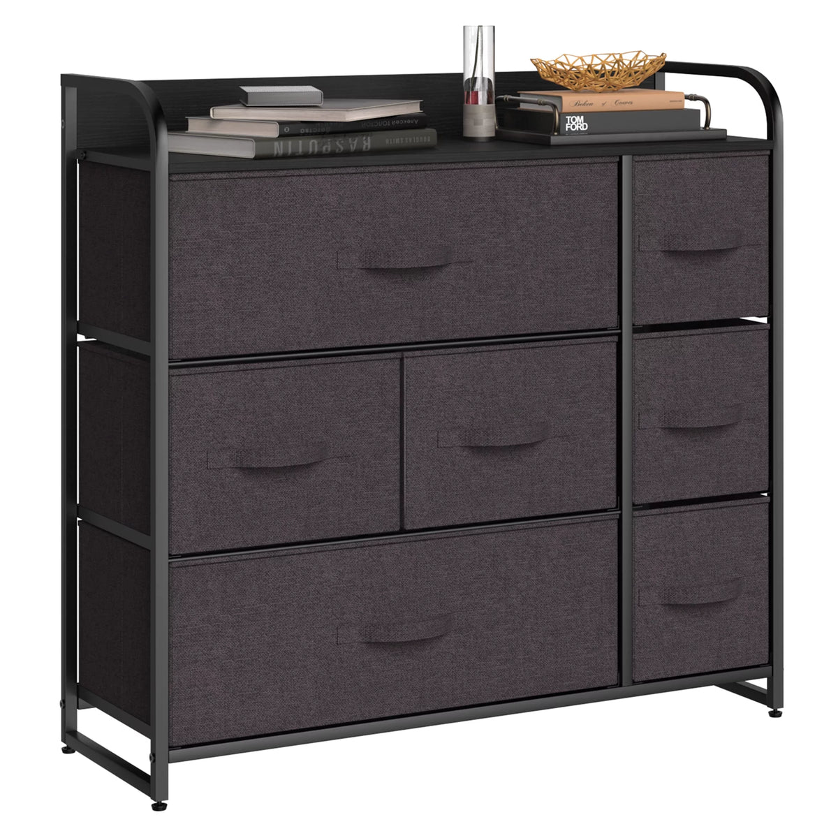 Light Gray 7 Drawer Fabric Dresser B500