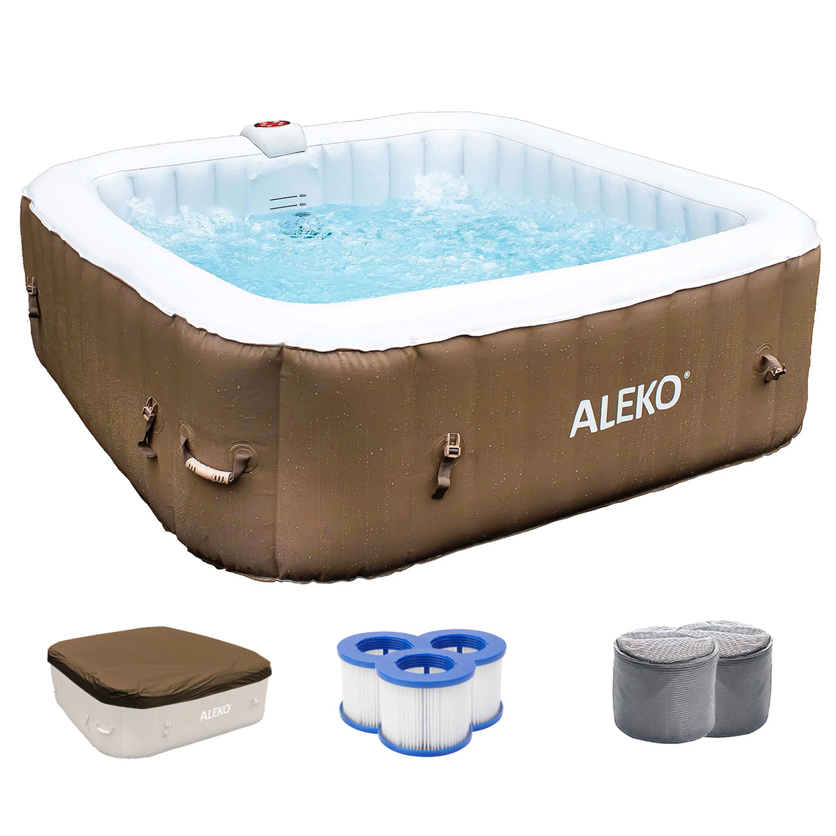 6 Person 100-130 Jet Inflatable Hot Tub Spa with Cover Z192510