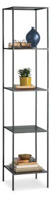 Modern Slim Bookcase Recycled Natural Steel Black M505